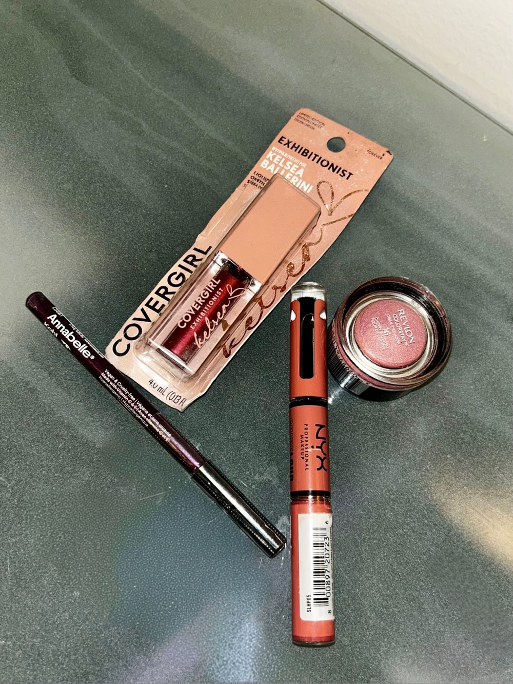Makeup 4pc Bundle – NYX Lipstick, Covergirl Revlon Eyeshadow, Annabelle Eyeliner